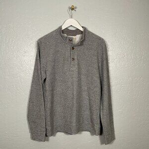 Marine Layer Men M Pullover Henley Sweater Gray Organic Cotton Long Sleeve